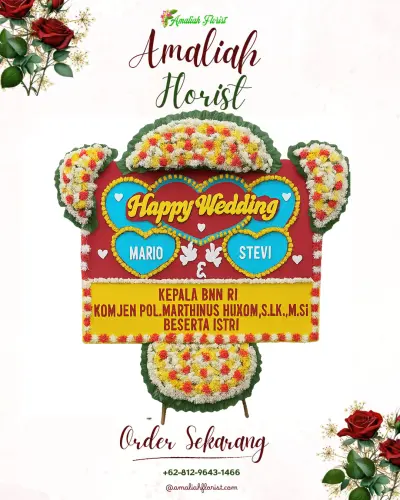 Karangan Papan Bunga Pernikahan di Tetehosi Ombolata